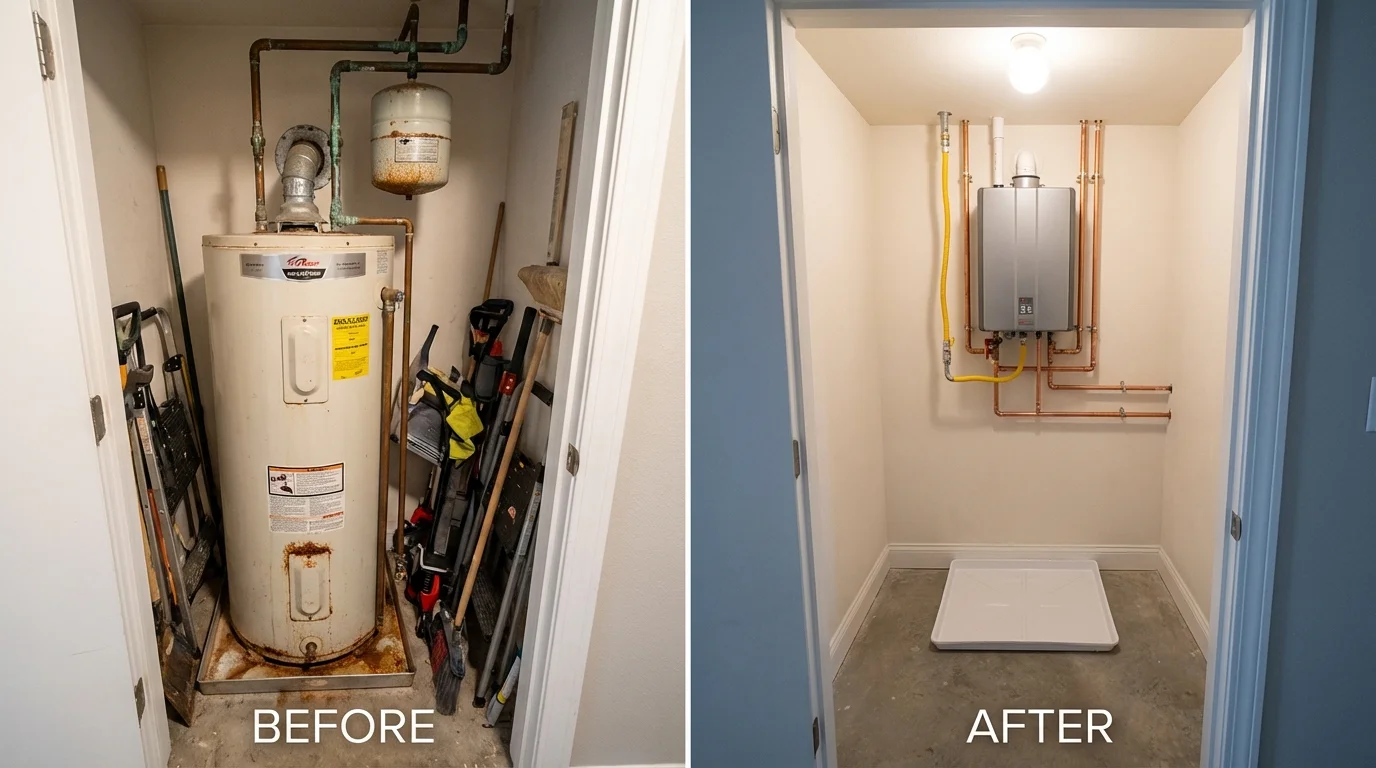 Tank water heater versus wall-mounted tankless unit comparison for Dryden, NY homeowners